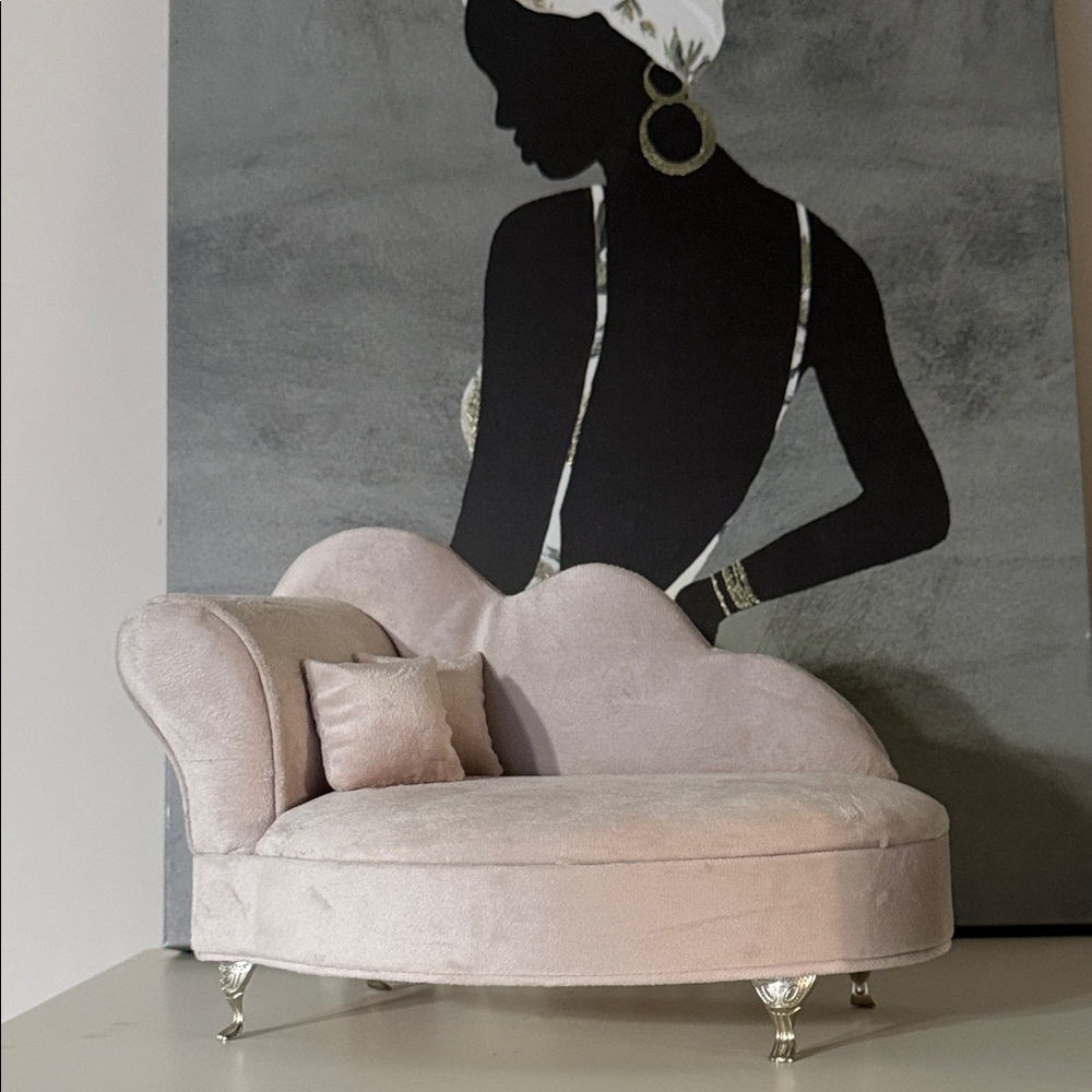 Elegant Pink Blush Miniature Sofa Lounge Jewelry Box.